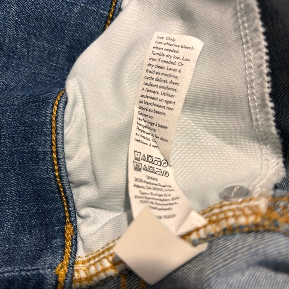 SPANX Sz 2X Wide Leg Pull On Jeans Mid Wash Front Seam High Rise Comfort Waist - Picture 12 of 12